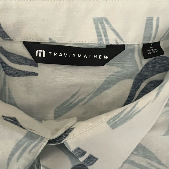 Travis Mathew Light Blue and White Casual  Button Down - Picture 4 of 6